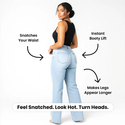 Butt Lifting Mid-Low Rise Straight-Leg Jeans