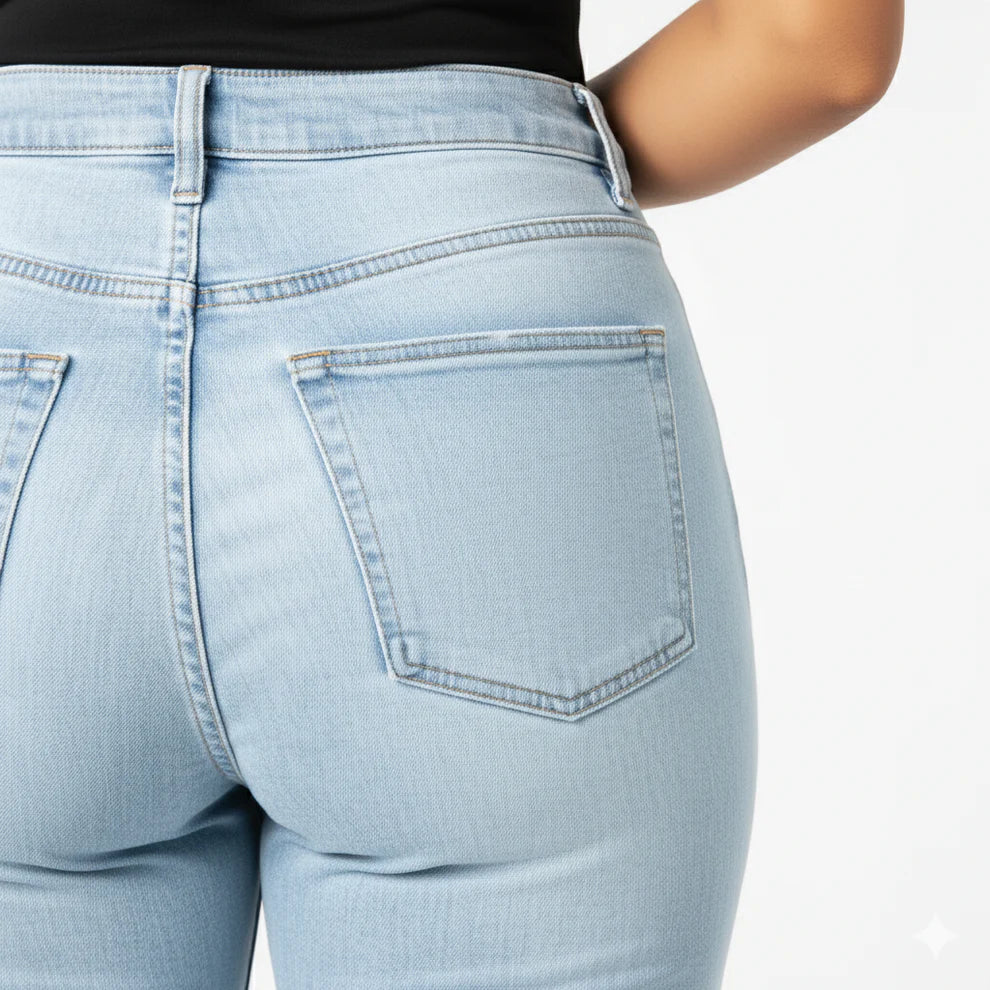 Butt Lifting Mid-Low Rise Straight-Leg Jeans
