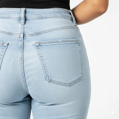 Butt Lifting Mid-Low Rise Straight-Leg Jeans
