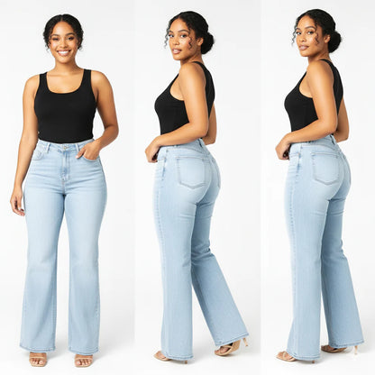 Butt Lifting Mid-Low Rise Straight-Leg Jeans